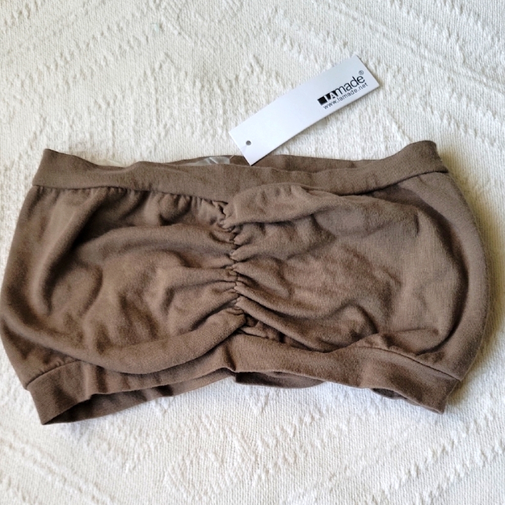 Brown Ruched Bandeau Top